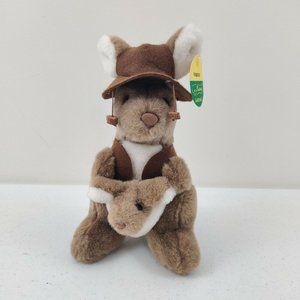 Uni-Toys Kangaroo W/ Joey Plush Stuffed Animal Toy Uniring Australia  Brown